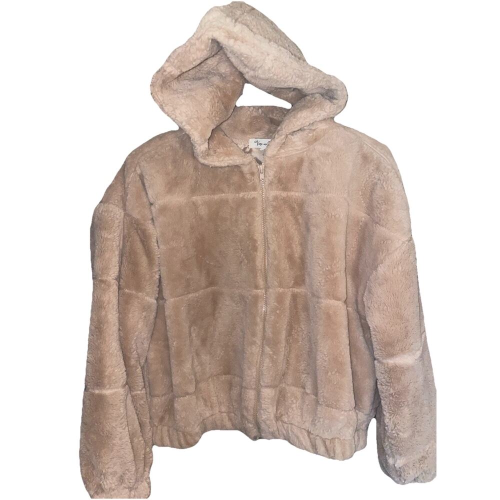 Girls Vine And Valley Faux Fur Puff Hooded Jacket With Pockets Sz M SOFT